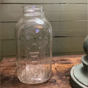 Vintage Atlas Strong Shoulder Mason Jar 9.5” Hazel Atlas No Lid